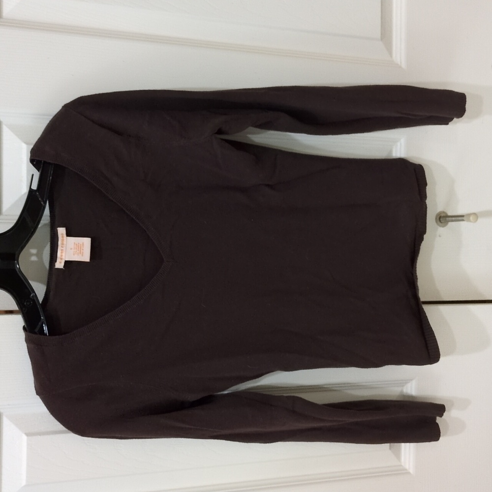 Women V-neck Sweater Brown Size Small